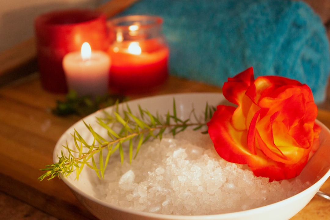 Bath Salts on wooden board.